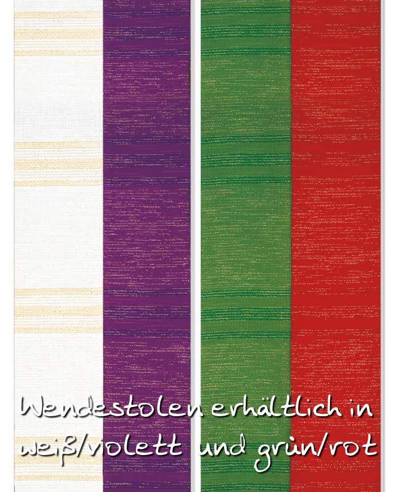 Wendestola weiß & violett 160 cm Streifeneinwebe