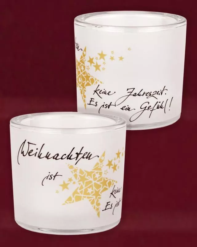Glas mit Teelicht, 75 mm Ø "Weihnachten / Poesie"