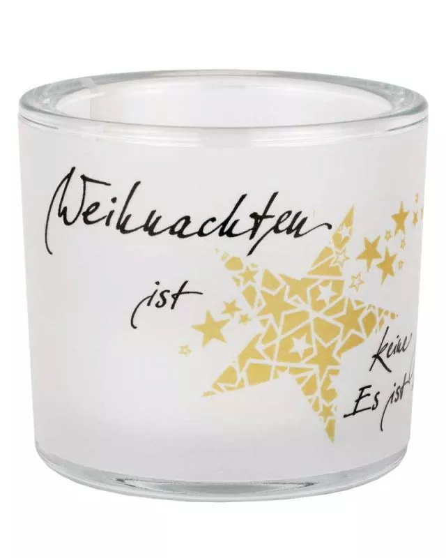 Glas mit Teelicht, 75 mm Ø "Weihnachten / Poesie"