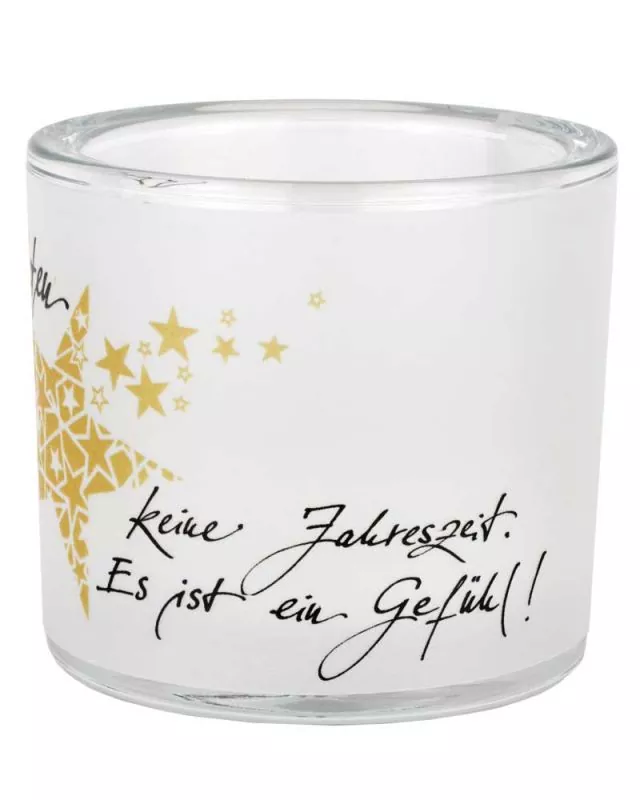 Glas mit Teelicht, 75 mm Ø "Weihnachten / Poesie"