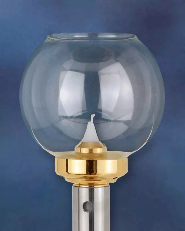 Flambeaux mit Glas und Edelstahlschaft, 40 cm