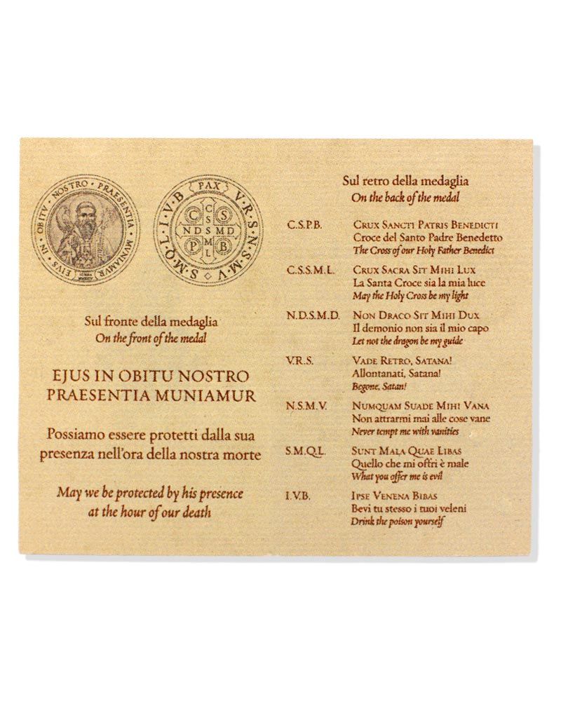 St. Benedikt Medaille 10 cm Ø Messing patiniert