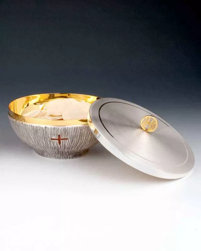 Ziborium versilbert 14 cm Ø mit IHS