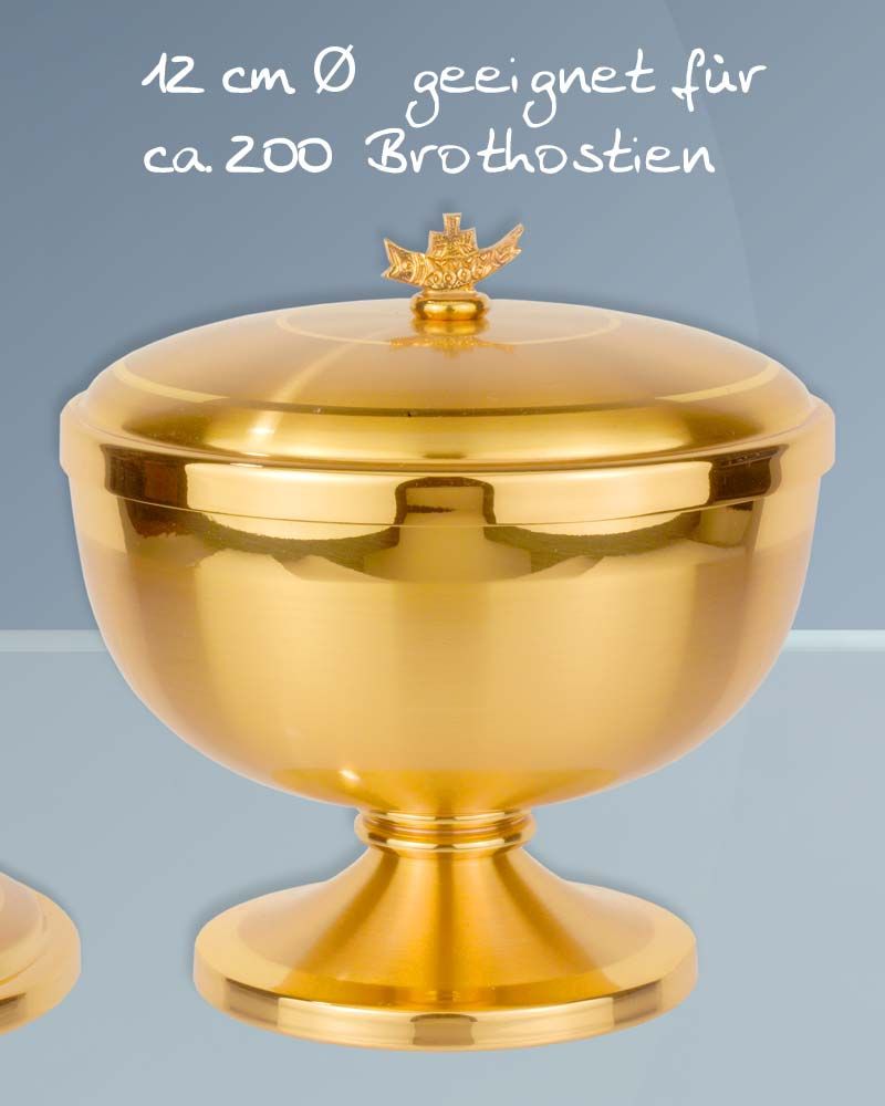 Ziborium mit Deckel 12 cm vergoldet, matt 12 cm Ø