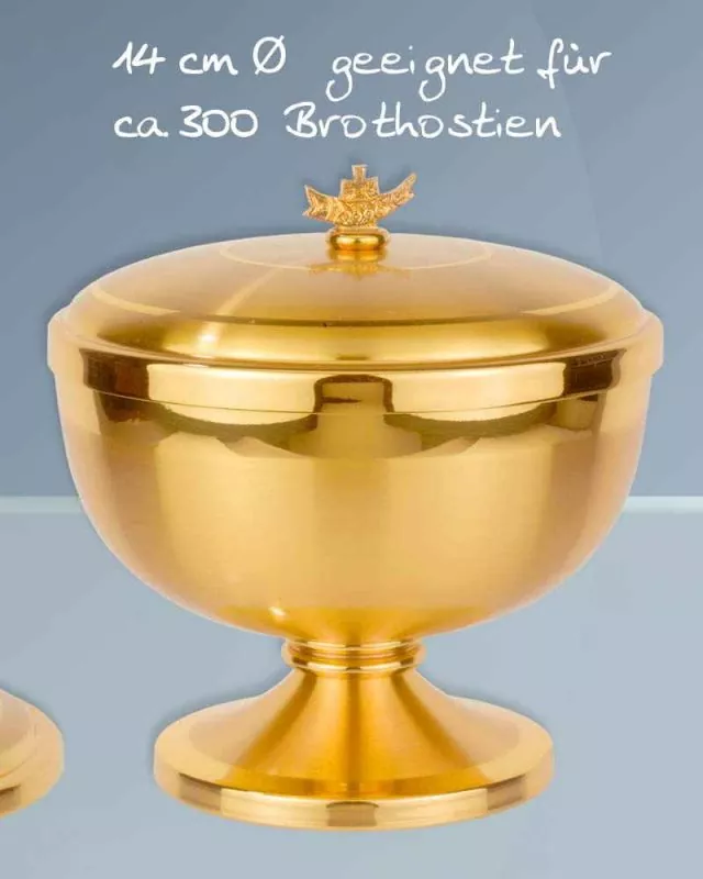 Ziborium mit Deckel 13,5 cm vergoldet matt, 14 cm Ø