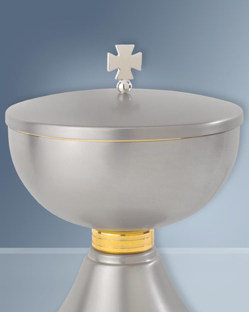 Ziborium Messing versilbert 12 cm Ø, 16,5 cm hoch