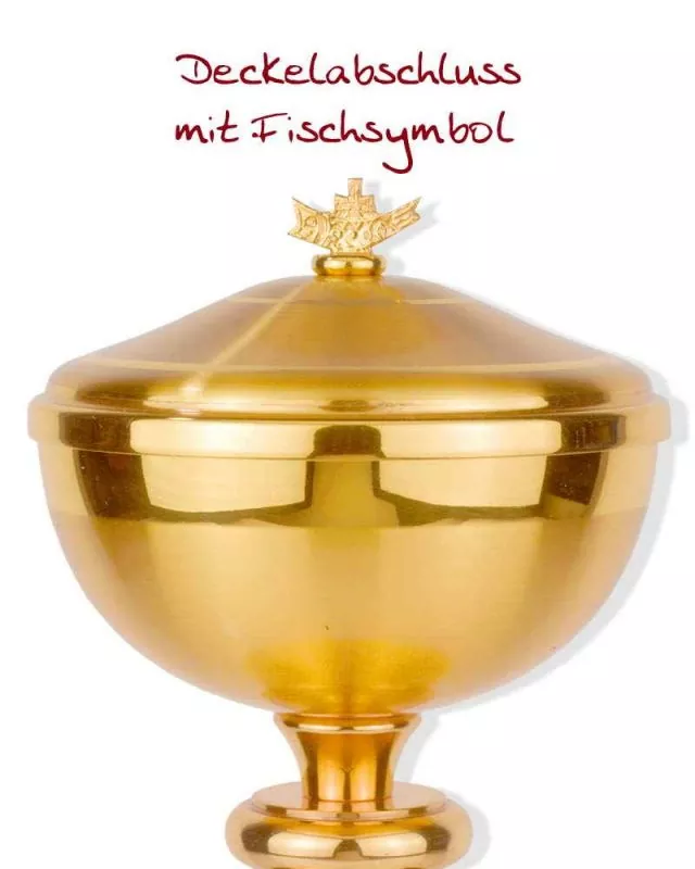 Ziborium matt, vergoldet 12 cm Ø mit Deckel 22 cm