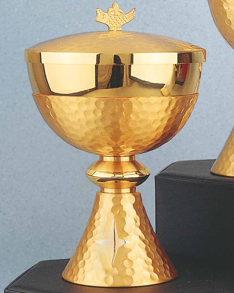 Ziborium mit Deckel 17 cm matt vergoldet, 10 cm Ø