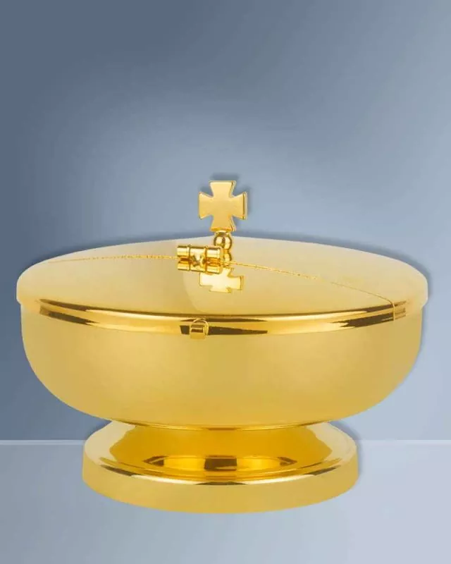 Ziborium mit Klappdeckel 10cm vergoldet 14 cm Ø