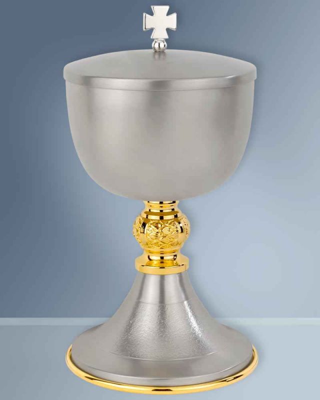 Ziborium Messing versilbert 10 cm Ø, 19 cm hoch