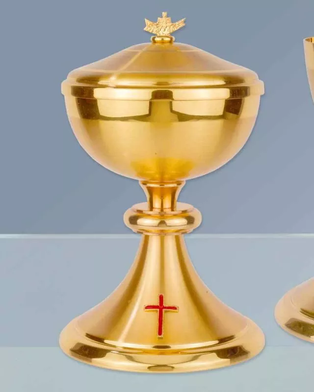 Ziborium matt, vergoldet 12 cm Ø mit Deckel 22 cm