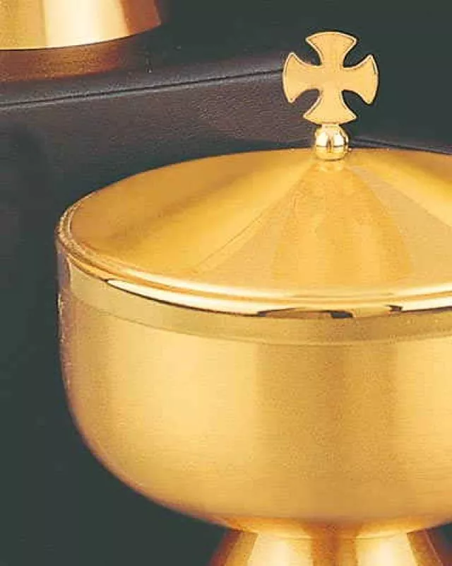 Ziborium mit Deckel 10 cm Ø, vergoldet, 13 cm hoch