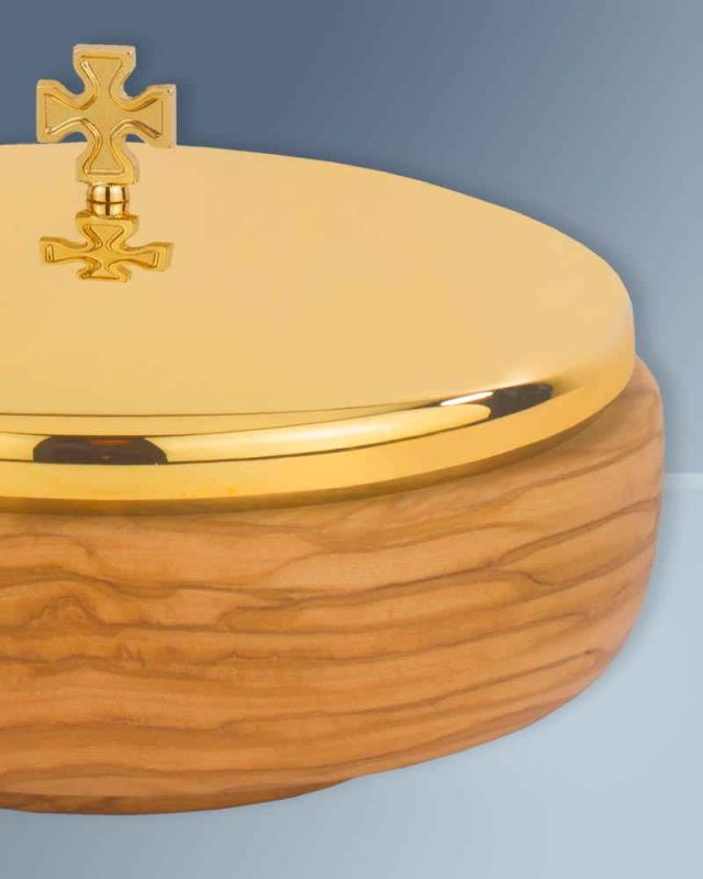 Ziborium 12 cm Ø  Olivenholz für ca. 100 Hostien