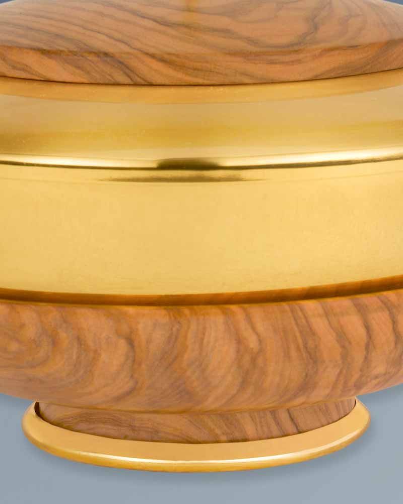Ziborium  aus Olivenholz innen vergoldet 16 cm Ø
