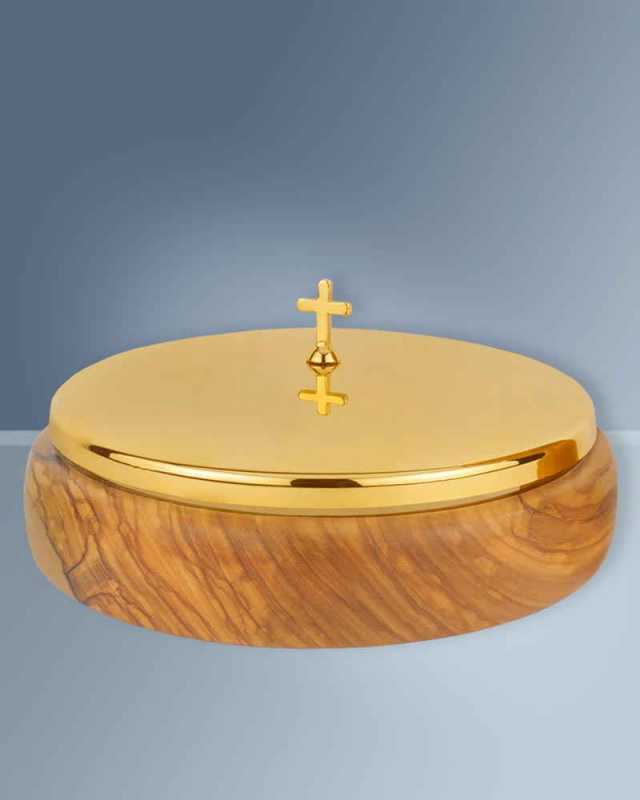 Ziborium 16 cm Ø  Olivenholz für ca. 250 Hostien