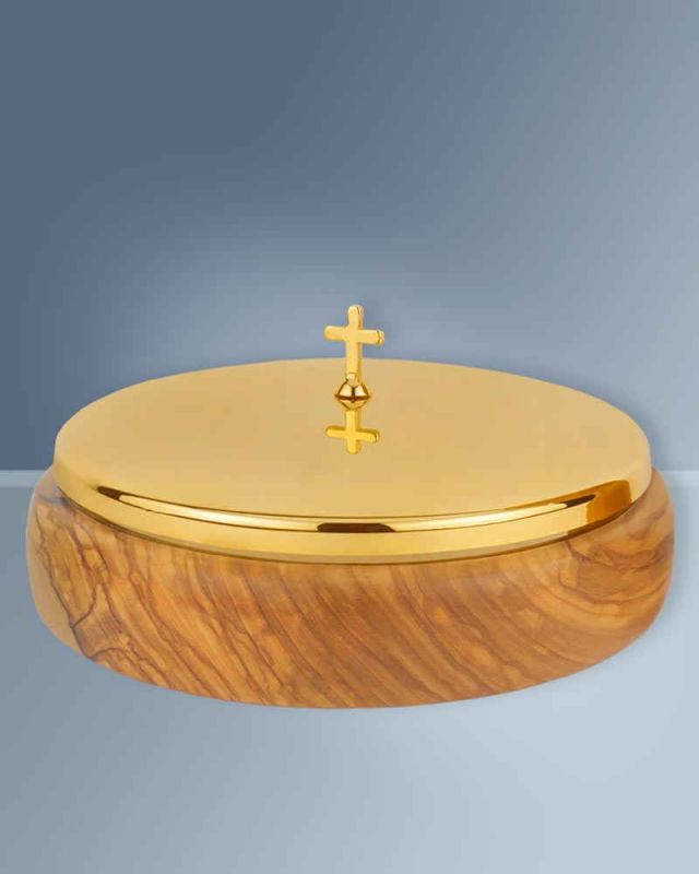 Ziborium 12 cm Ø  Olivenholz für ca. 100 Hostien
