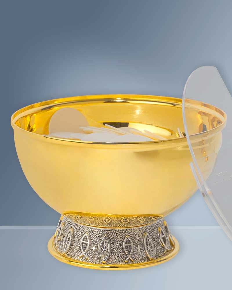 Ziborium vergoldet 14  cm Ø mit Plexideckel 10 cm hoch