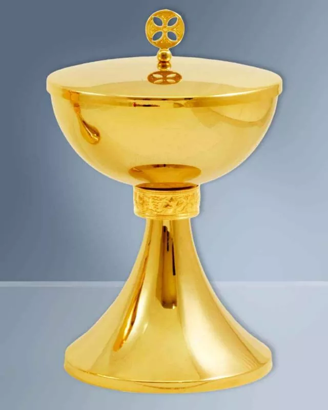 Ziborium vergoldet 17 cm klassisch mit Nodus