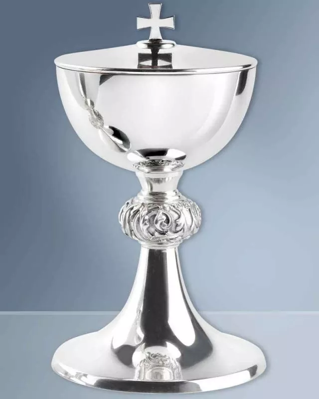 Ziborium Messing versilbert 18 cm hoch