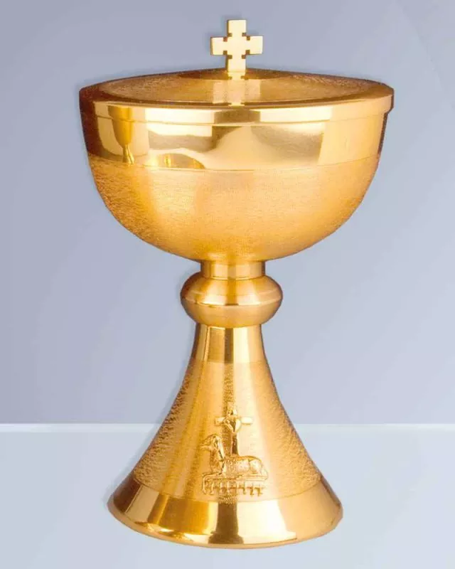 Ziborium Lamm Gottes mit Deckel 19 cm vergoldet