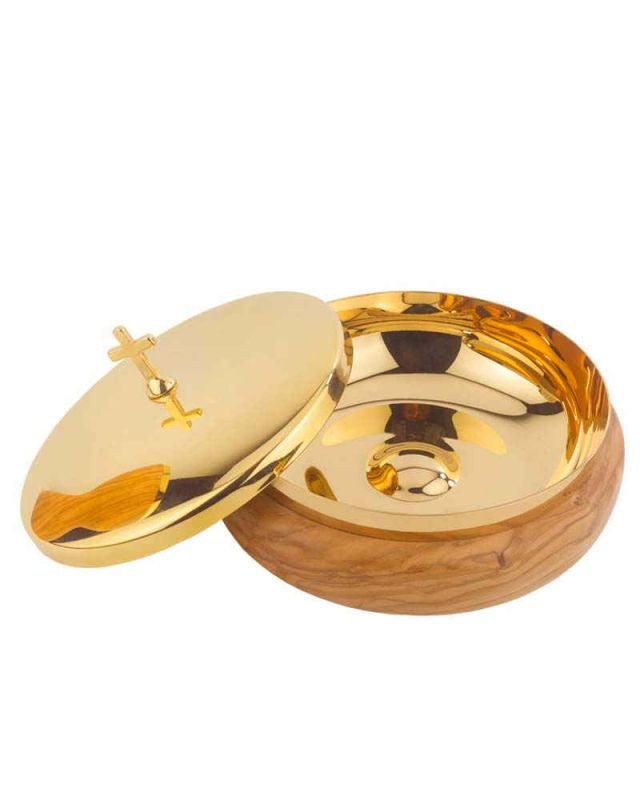 Ziborium 12 cm Ø  Olivenholz für ca. 100 Hostien