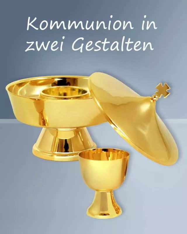 Ziborium zwei Gestalten vergoldet, 13 cm hoch