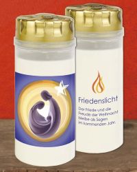 20 Friedenslichter 4 Tage mit goldenem Sturmdeckel