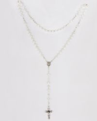 Rosenkranz aus imitierten Wasserperlen Kreuz 4 cm