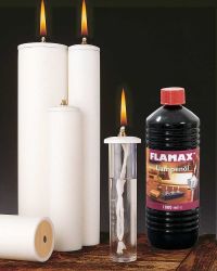 Dauerkerze 250 x 60 mm Kunststoff creme mit Einsatz