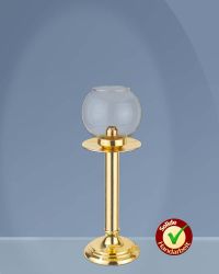 Flambeaux mit Glas, 40 cm hoch, Messing poliert