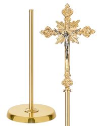 Vortragekreuz 28 x 43 cm vergoldet Korpus versilbert