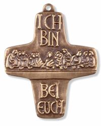 Kommunionkreuz Bronze Abendmahl 7,5 x 9,5 cm