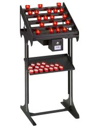 LED Opferlichttisch Stahl, schwarz mit 30 rubinroten LED Kerzen