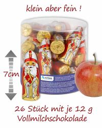 26 Stück Nikolaus Bischof 7 cm hoch aus leckerer Schokolade