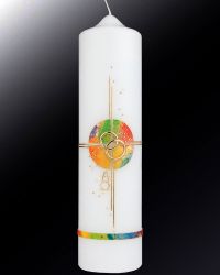Hochzeitskerze 275 x 70 mm "Vivat" - Kreuz & Ringe