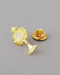 Pin 1 x 2 cm Erstkommunion Monstranz/JHS, vergoldet