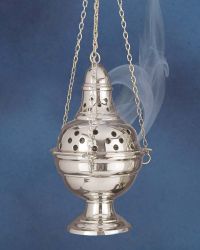 Rauchfass klassisch 23 cm Messing vernickelt