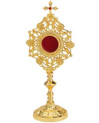 Reliquiar barock 25 cm Messing vergoldet