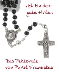 Rosenkranz Holz, schwarz, Kreuz "Guter Hirte" 3 mm Ø