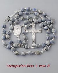 Rosenkranz graublau 62 cm Steinperlen 8 mm Ø