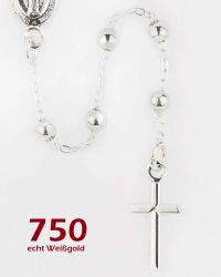 Schmuckrosenkranz 18 ct. Weißgold 750, Perle 3 mm Ø