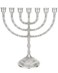 Menora vernickelt 29 cm siebenarmiger Leuchter