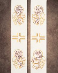 Stola weiß 4 Evangelisten gestickt, 160 cm lang