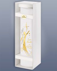 Taufkerze mit Schutzengel oval 240 mm Gold & Silber