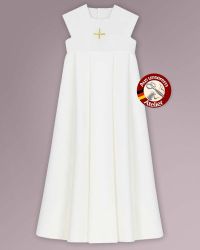 Taufkleid Trevira & Wolle 90 cm lang, mit Goldkreuz