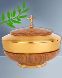 Ziborium  aus Olivenholz innen vergoldet 16 cm Ø